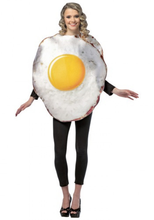 This egg costume is a funny way to become a part of the most important meal of the day! Check out all our breakfast food costumes for a funny group look. #food