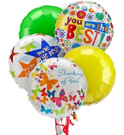 Say you care with 5 Mylar Balloons available for hand delivered to the recipient's home or office. Balloons add fun to any occasion. Exact balloon designs will vary depending upon location. This Beautiful Bouquet of 5 Mylar Balloons is available for Same #best