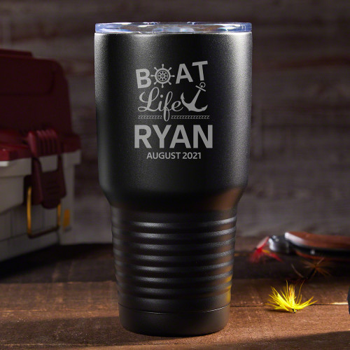 Nothingâ€™s better than relaxing on your boat, enjoying a nice cold beverage. Ensure that it stays cold with this personalized stainless steel tumbler that will keep your drink frosty cold when youâ€™re out on the water, similar to the Yeti-style tumblers #best