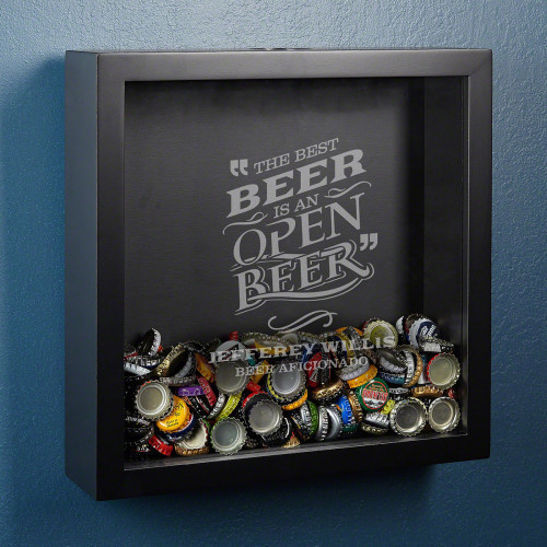 These sleek black shadow boxes hold all of your beer caps while encouraging you to keep the beers flowing to fill it up with caps. Excellent gifts for college students, these boxes are personalized with our Best Beer design, a name, and text that you choo #best