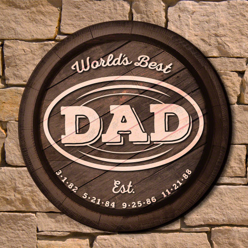 Though many dates in a man's lifetime will go down as milestones, few are as important as the birthdays of his children. Our World's Best Dad custom wall sign is a truly unique way to honor your father on his birthday, Father's Day, or any occasion. Made #best