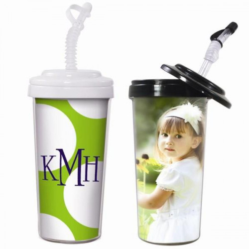 20 oz. travel tumbler with bendy straw, perfect size, easy to place the photos or design inside. Perfect to insert your painting or drawing. This tumbler set includes a black tumbler and a white one. #%20