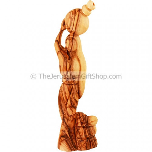 'Woman at the Well' carved in quality olive wood by Christians in Bethlehem the town of Jesus birth. Size: 7 inches / 17 cm high approx.Genuine Holy Land product. Then saith the woman of Samaria unto him, How is it that thou, being a Jew, askest #Jacob