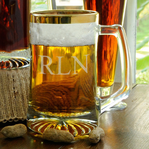 Remember your next occasion every time you drink from this personalized mug filled with your favorite beverage, one step up from the pub with its stylish gold rim. Holds 25 fluid ounces. Personalized with two lines of up to 15 characters per line. #mug