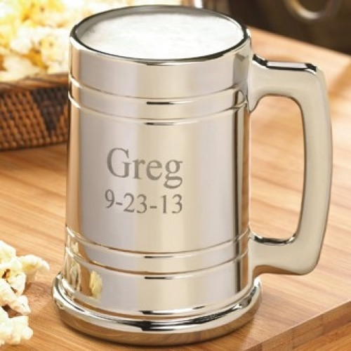 Beer drinkers will love this metal coated Gunmetal Mug! The contemporary twist on this classic gift makes our Gunmetal beer mug an exciting addition to a barware collection. Made from glass coated in a thin, shiny metal finish, this beer mug features a st #mug