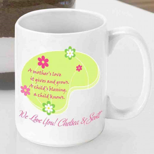 Mom will love her own coffee cup for enjoying favorite beverages! Our super sweet Love Grows Mom Mug features a heartwarming poem which is perfect for new mom or baby shower. Here is the heart warming poem from an unknown writer: A mother's love it gi #mug