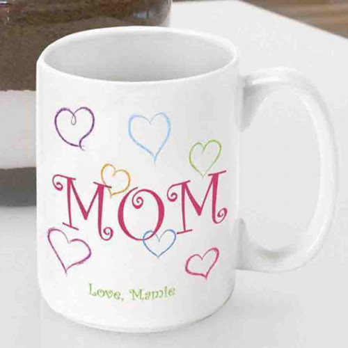 Say I love you with a custom coffee mug for Mom. Let your Mom know you appreciate her love with our "Moms Love" themed coffee mug. Wake her up each morning with a kind word from you with which to enjoy with her favorite brew! Personalize a coffee cup for #mug