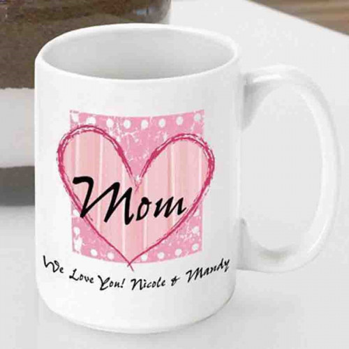 Let Mom know you care with a personalized gift for her birthday, retirement or Mother's Day. Send some love her way with our Shabby Chic Mom mug. Wake Mom up with a loving message from you to enjoy with her favorite morning brew. Customize the coffee cup #mug