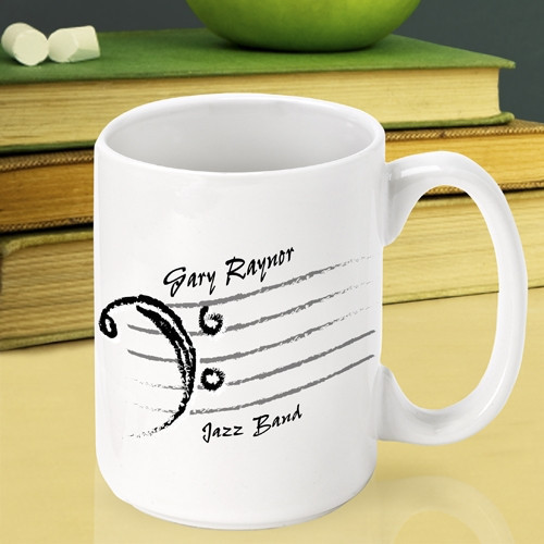 Personalize a musical mug for the music teacher on your gift list! Thank a teacher for the gift of music with our custom Bass Clef coffee mug. Perfect for the band instructor or symphony conductor, this coffee cup will leave praise ringing in their ears! #mug
