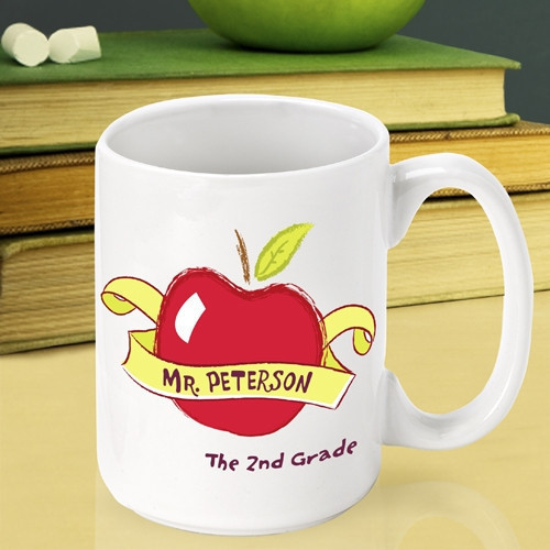 Personalize a ceramic mug for a terrific teacher! Make sure a terrific teacher gets an apple each day! Our custom Apple mug is the perfect way to thank a teacher at the end of the school year. This custom mug will look fabulous sitting on a desk. The cof #mug