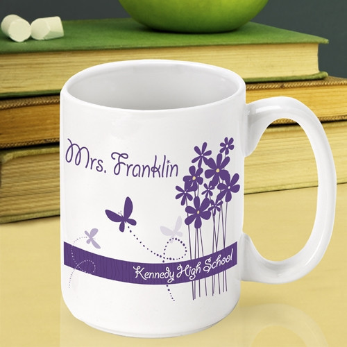 Add personalization to this fun mug to thank a wonderful teacher. Encourage a super teacher in keeping up their excellent work with a custom mug just for teachers. Our Blooming Butterfly teacher mug is a lovely way to say thank you to an instructor that #mug
