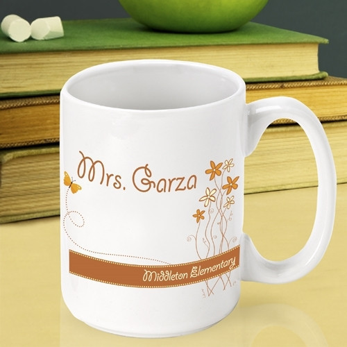 Customize a mug for a teacher at the end of the school year! Spring is in the air and the school year is at an end! Be sure to thank that extra special teacher with a gift that is both thoughtful and fun. Our Breath of Spring teacher mug is the perfect w #mug
