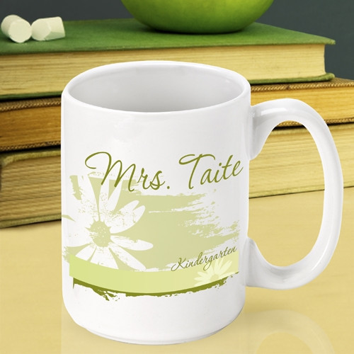Their desk just got fabulous with this fun Teacher mug! Express your gratitude to a terrific teacher with our custom Delicate Daisy teacher mug. This pretty mug will look fabulous sitting on their desk and is certain to be the envy of the faculty lounge! #mug