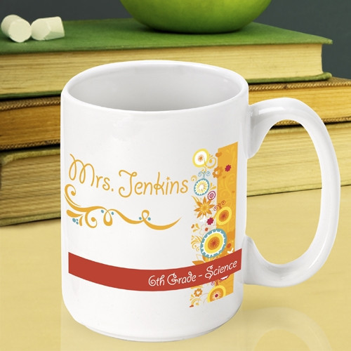 Add some sunshine to a teachers morning with this custom Teacher mug. Encourage a wonderful teacher to keep up the good work with a custom mug just for teachers. Our Sunshine and Flowers mug is a sweet way to say thanks to an instructor that made a diffe #mug