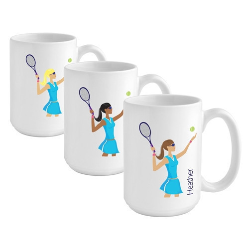 Give the tennis player on your list a custom mug to reflect her favorite sport! Help her unwind after a long day on the court with a favorite beverage in a custom mug! Our Tennis coffee mug makes a great gift for the tennis player on your gift list. This #mug