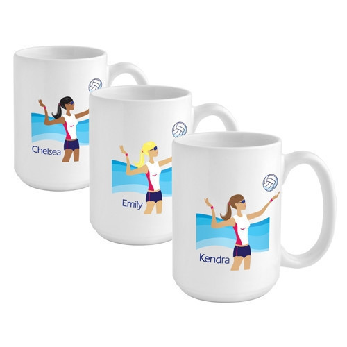 Set her up with this fabulous custom mug for a volleyball enthusiast! Help her unwind after her next volleyball match with a soothing drink in her own custom mug! Our Volleyball coffee mug is a terrific gift for the volleyball playing gal on your gift lis #mug