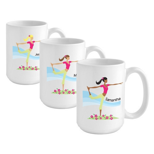 Personalize a Yoga coffee mug for the yoga girl in your life. ! Make sure she has a way to enjoy her chai tea after that strenuous Yoga workout with our Yoga custom coffee mug. This heavy white ceramic mug features trendy imagery for a stylish way to enjo #mug
