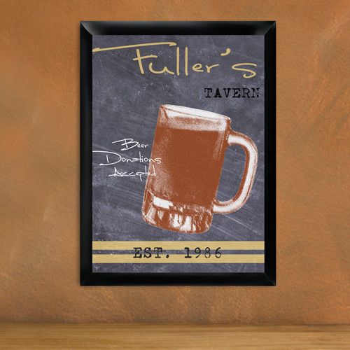 The beer is always icy cold but the welcome is warm at his home bar adorned with a custom tavern sign! Now he can toss a few back at home with all the ambiance of his favorite tavern! Our Mug Chalkboard tavern sign is fashioned to resemble a pub chalkboar #mug