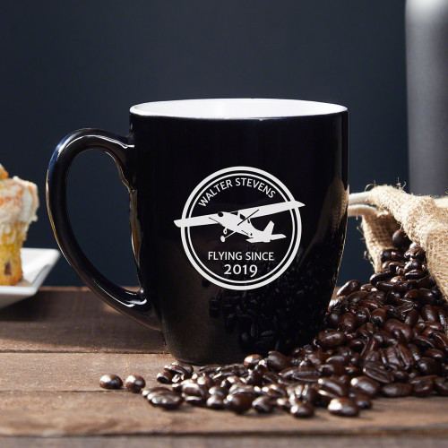 Aviators rely on coffee to stay energized and focused when theyâ€™re flying all day, which makes this personalized coffee mug an excellent gift for pilots. Now he can enjoy a quality cup of Joe before taking off in style. Featuring the silhouette of a Ces #mug