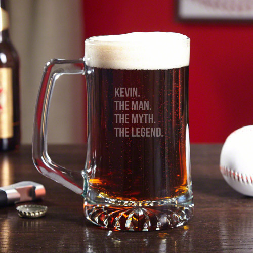 For the men who have never lost at beer pong, to the dads that can change a diaper in under a minute, and the grandpas who gave you your first sip of whiskey, we salute you with this personalized The Man The Myth The Legend beer mug. These durable mugs ar #mug