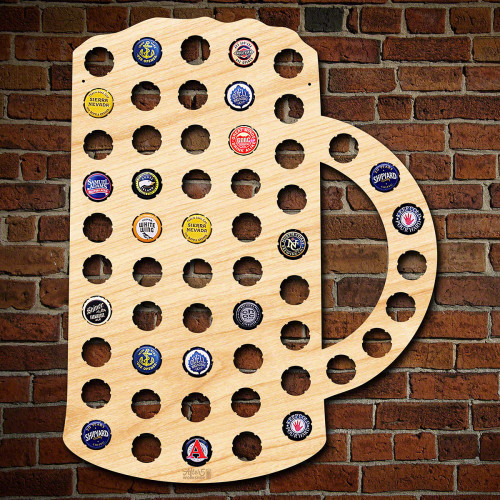 Beer can be enjoyed for many reasons, but now it can be appreciated for making a cool bottle cap display with our Beer Mug Beer Cap Map! Crafted from all natural 1/4" cut birch plywood, it is cut by laser in our own Oklahoma City facility. The perfect way #mug