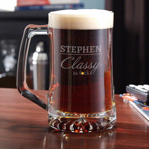 Are you or someone you know classy yet sassy? For the class act with an attitude there is no better way to imbibe than with this hilarious custom beer mug. Crafted from durable and strong premium glass, this personalized beer tumbler is the ideal gift for #mug
