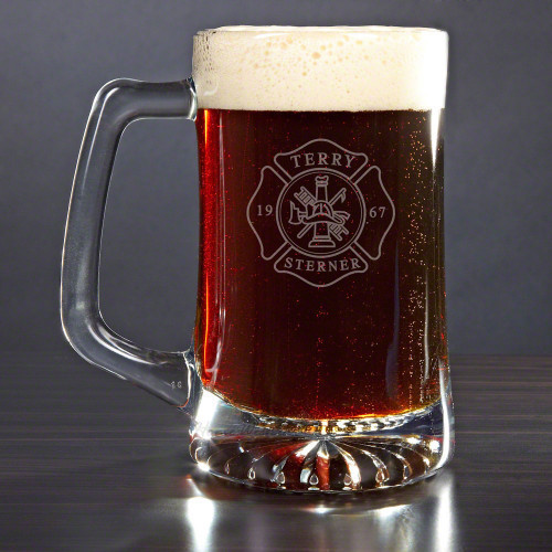 Grab your Dalmatian and a dopplebock and get to drinking with our Firefighter personalized beer mug! A great addition to any home glassware, this mug features a handsome and customized traditional firefighting emblem. Add the name and year of your choice #mug