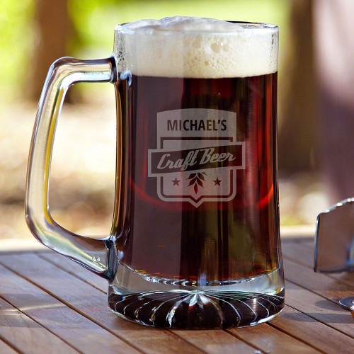 Belly up to the bar with our premium personalized beer mug! Each custom beer mug features a sleek, retro banner and the name of your choice engraved right into the glass, so it will never wear off or fade. An ideal gift for all home brewers or any lover o #mug
