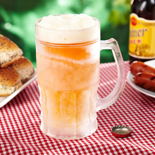 Cool off after a long busy day with a cold brew in one of our ice cold freezer beer mugs. This double wall beer mug is molded from thermoplastic polymer, making sure your favorite ales are frosty and insulated. Displaying a classic dimpled design this bee #mug