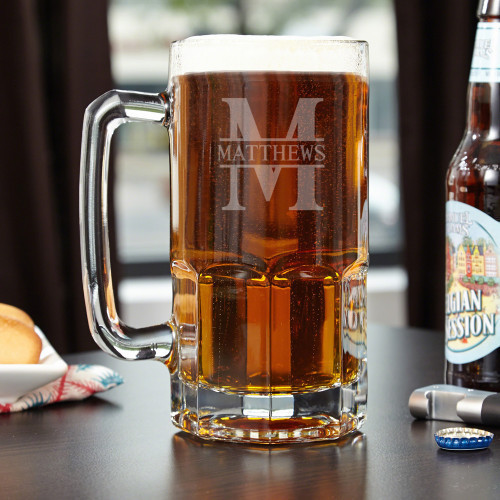 Sometimes a pint glass just wont do. When you need a little bit extra reach for our impressive Colossal custom beer mug. Engraved with the name and initial of your choice, this grand beer mug is crafted from solid glass and is truly built to last. A strik #mug