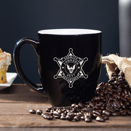 Members of the police force are extremely hard-working individuals, especially sheriffs, so a morning cup of joe is essential. This custom coffee mug is an amazing sheriff gift that any sheriff will love. This sleek black mug has a sheriff badge along wit #mug