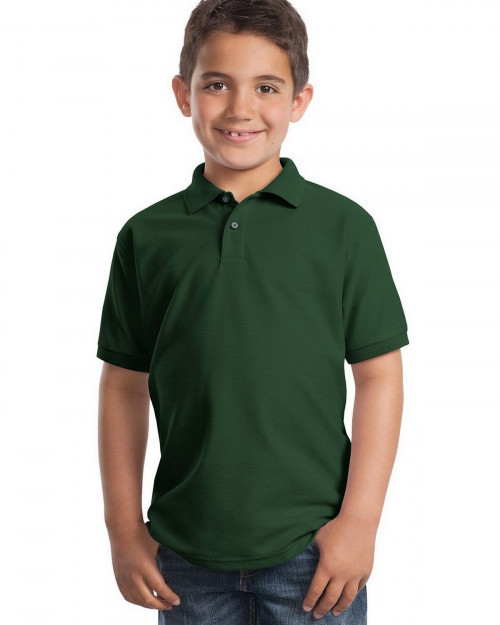 Port Authority Y500 Youth Silk Touch Polo - Dark Green - XS #silk