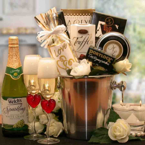 Treat your significant other to a romantic evening with a champagne bucket loaded with sweet and savory treats, candles and more. Treat your guy or gal to a relaxing romantic evening with this Romantic Gift Basket for Two. This gift is perfect for setting #gift