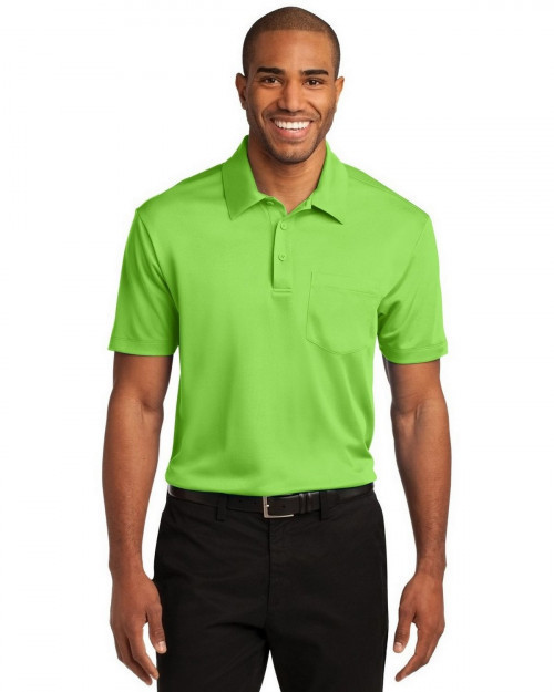 Port Authority K540P Men's Silk Touch Performance Pocket Polo - Lime - XS #silk