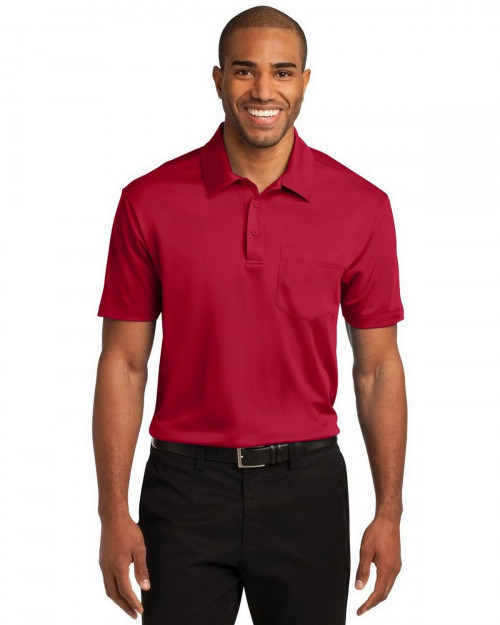 Port Authority K540P Men's Silk Touch Performance Pocket Polo - Red - XS #silk