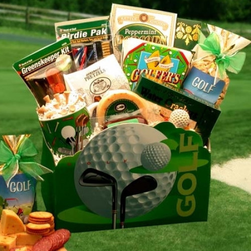 Our golf gift basket starts with a lasting classic wooden gift box which includes a hand painted golf designs. It will attract top compliments on any golf lover's desk. This handsome golf gift chest is filled with an array of tasty gourmet treats and even #gift
