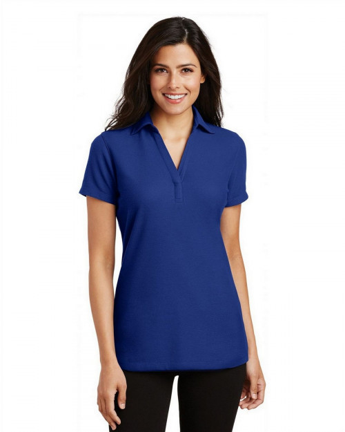 Port Authority L5001 Women's Silk Touch Y-Neck Polo - Royal - XS #silk