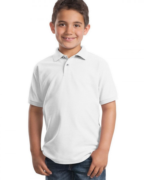 Port Authority Y500 Youth Silk Touch Polo - White - XS #silk