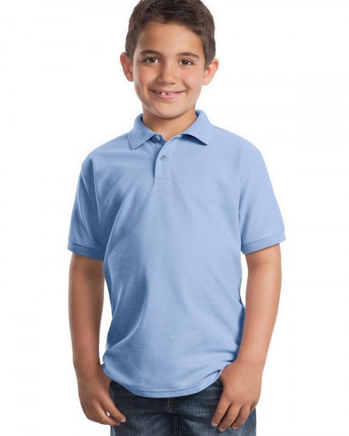 Port Authority Y500 Youth Silk Touch Polo - Light Blue - XS #silk