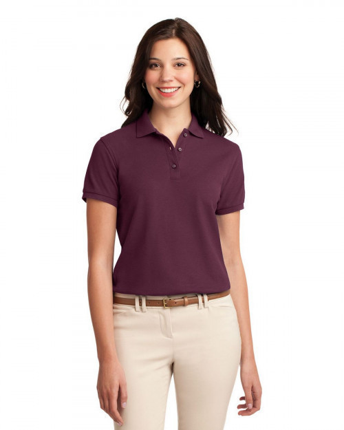 Port Authority L500 Women's Silk Touch Polo - Maroon - XS #silk