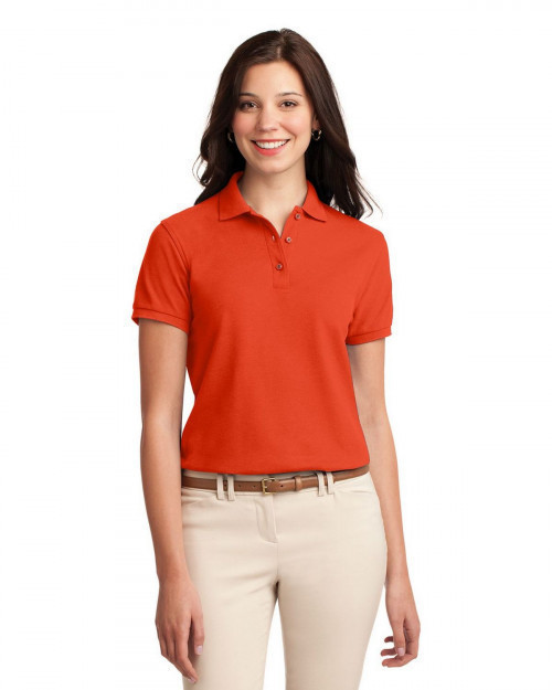 Port Authority L500 Women's Silk Touch Polo - Orange - XS #silk