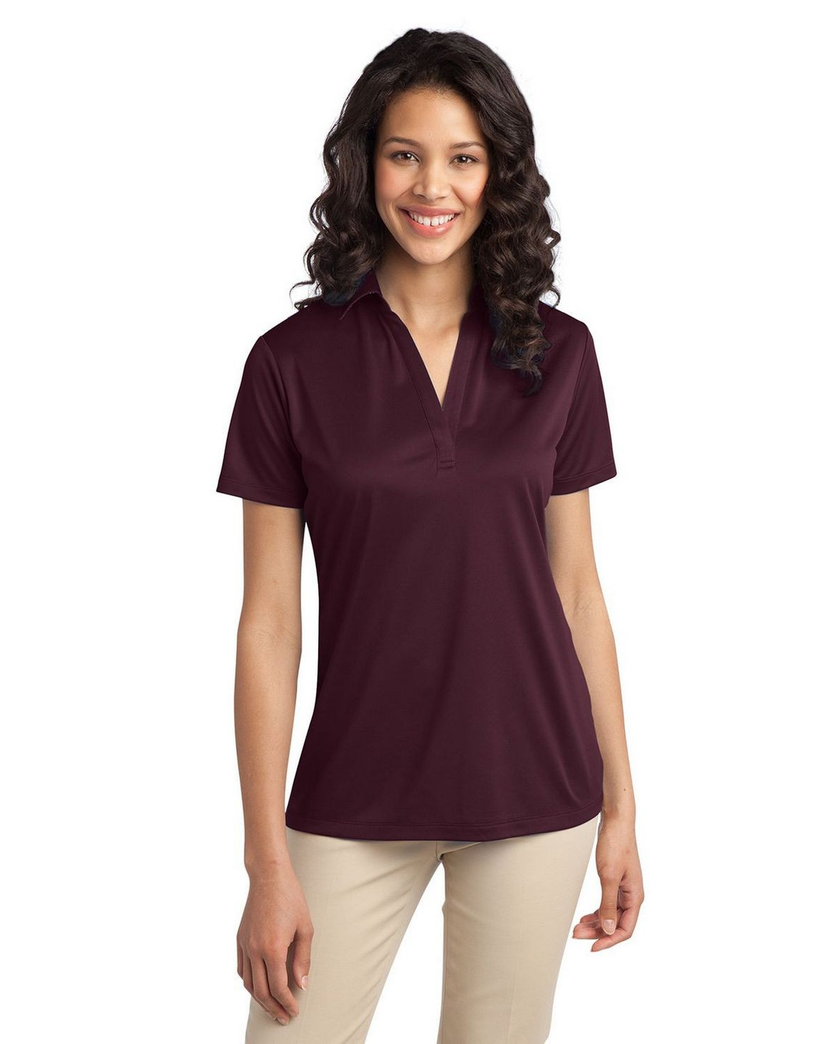 Port Authority L540 Women's Silk Touch Performance Polo - Maroon - XS #silk