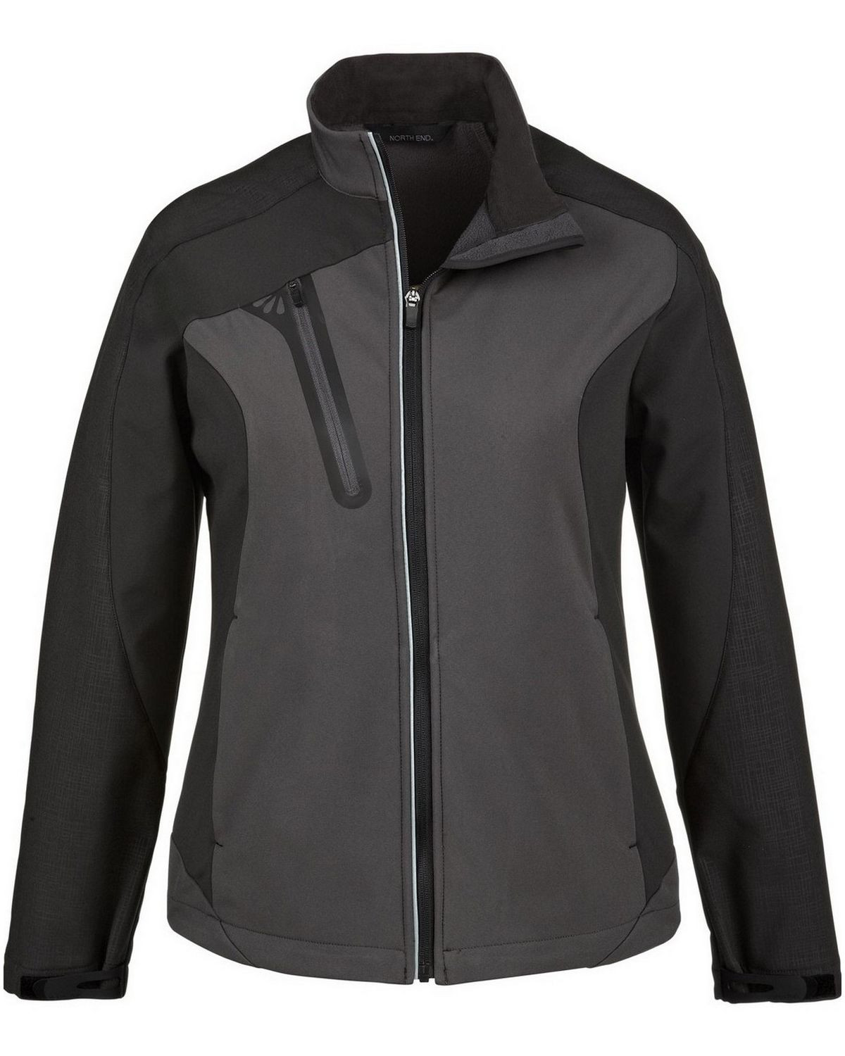 North End 78176 Women's Terrain Color Block Soft Shell With Embossed Print - Black Silk - XS #silk