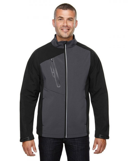 North End 88176 Men's Terrain Color-Block Soft Shell With Embossed Print Jacket - Black Silk - S #silk