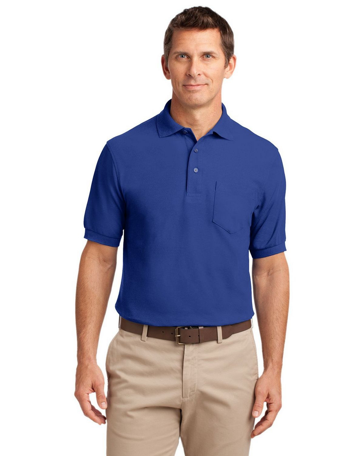 Port Authority K500P Men's Silk Touch Polo with Pocket - Royal - XS #silk