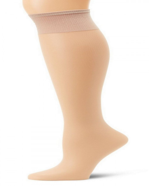 Hanes 00P19 Women's Silk Reflections Plus Silky Sheer Knee High ET - Nude - One Size #silk