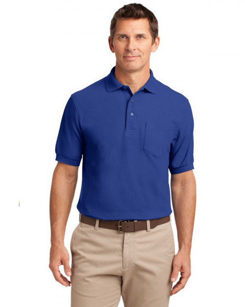 Port Authority TLK500P Men's Tall Silk Touch Polo with Pocket - Royal - LT #silk