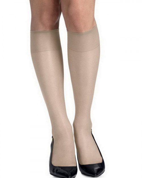 Hanes 775 Women's Silk Reflections Silky Sheer Knee Highs Reinforced Toe 2-Pack - Pearl - One Size #silk