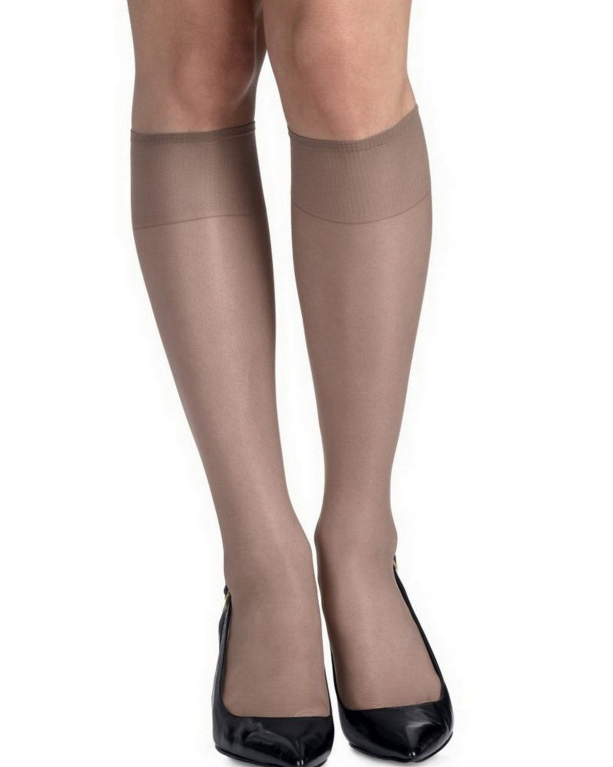 Hanes 775 Women's Silk Reflections Silky Sheer Knee Highs Reinforced Toe 2-Pack - Soft Taupe - One Size #silk