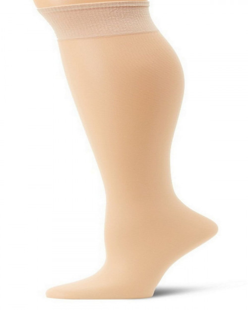 Hanes 00P19 Women's Silk Reflections Plus Silky Sheer Knee High ET - Travel Buff - One Size #silk